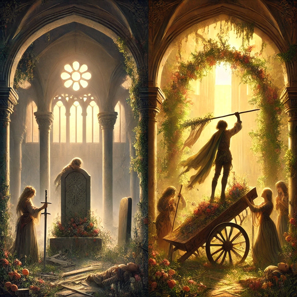 Four of Swords Reversed and Four of Wands