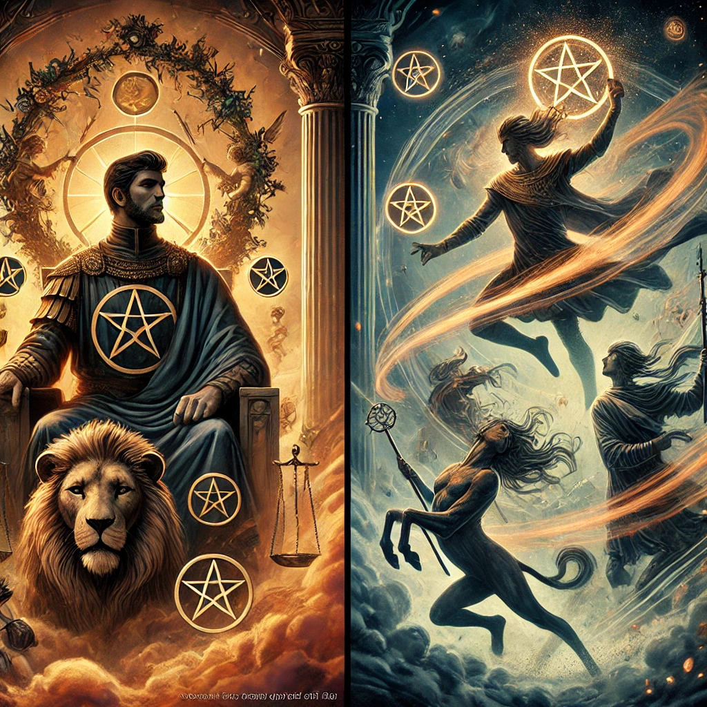 King of Pentacles and Five of Wands