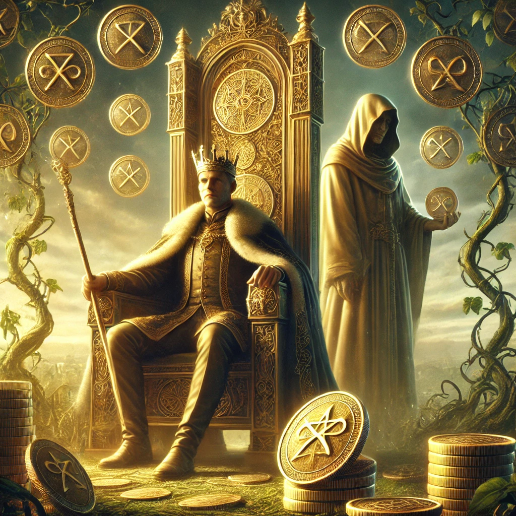 King of Pentacles and Seven of Pentacles