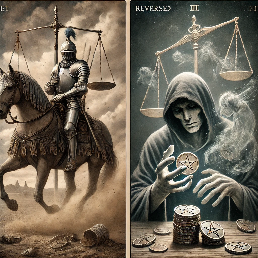 Knight of Pentacles and Six of Pentacles