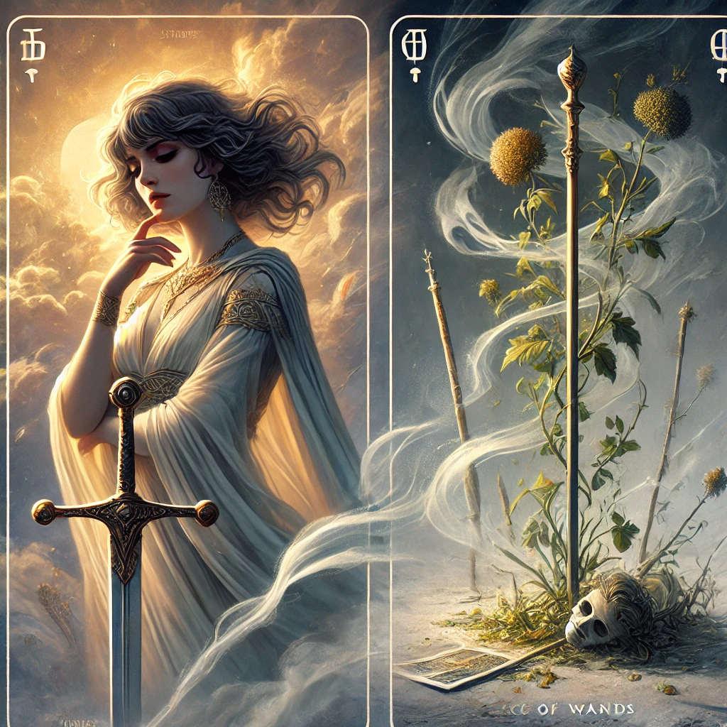 Reversed Queen of Swords and Ace of Wands