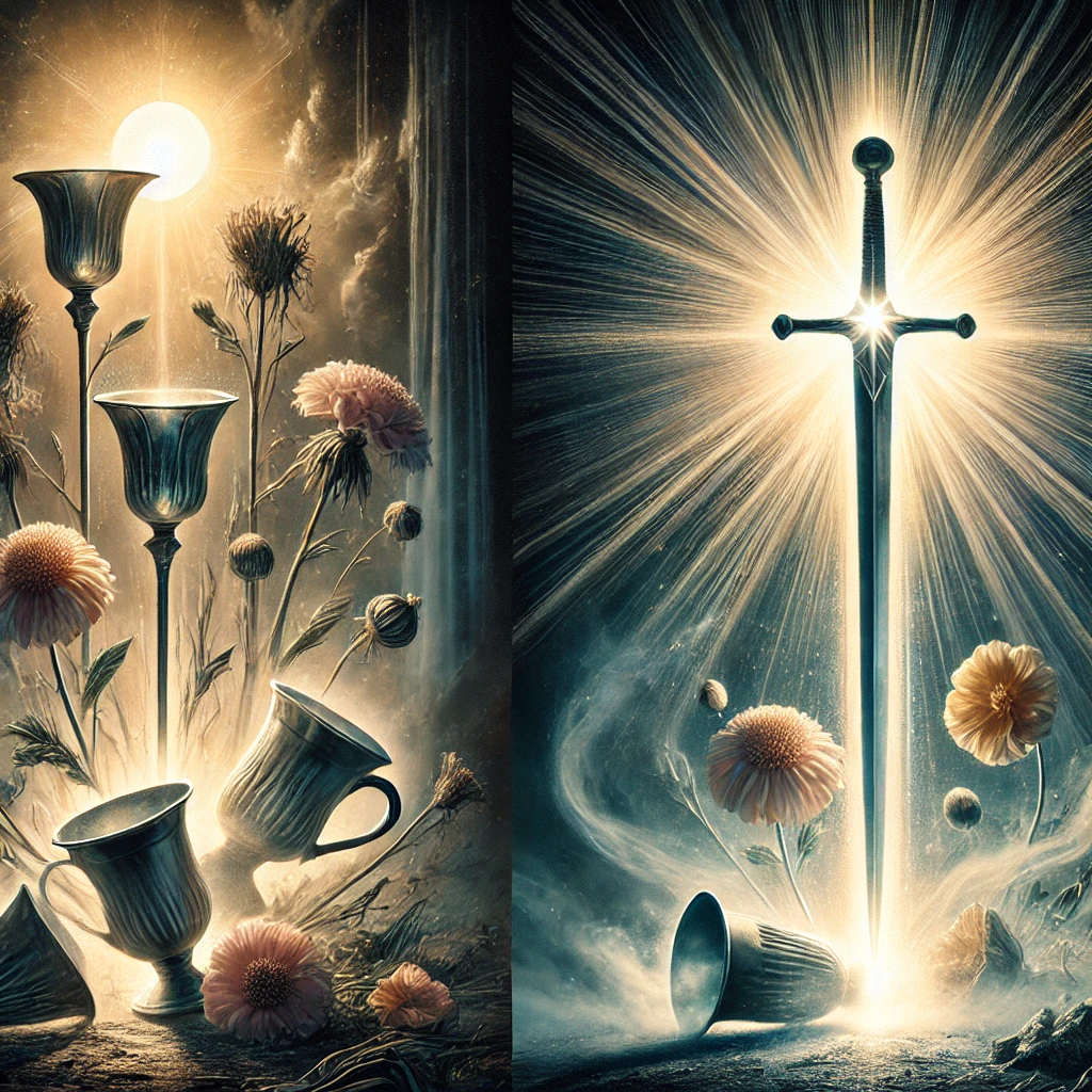 Reversed Three of Cups and Ace of Swords