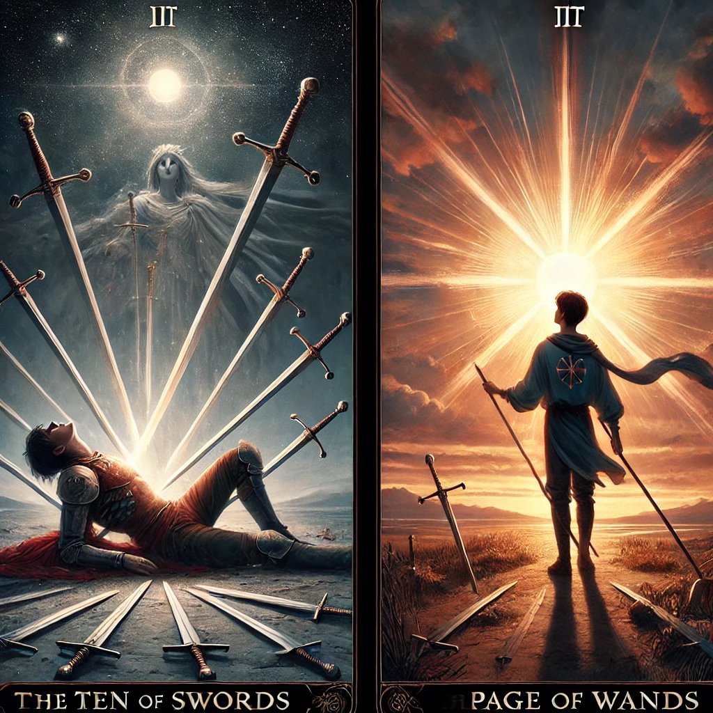 Ten of Swords and Page of Wands