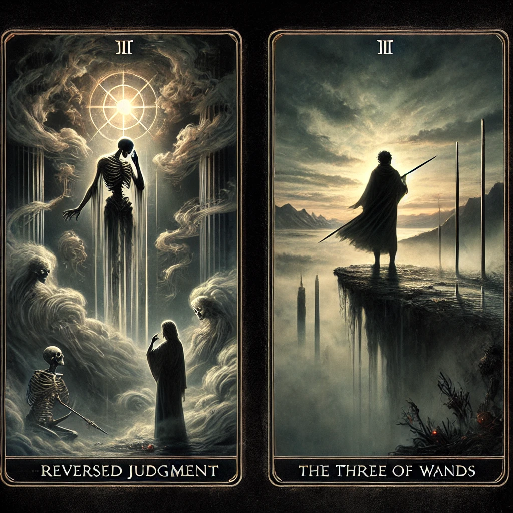 the Reversed Judgement and Three of Wands