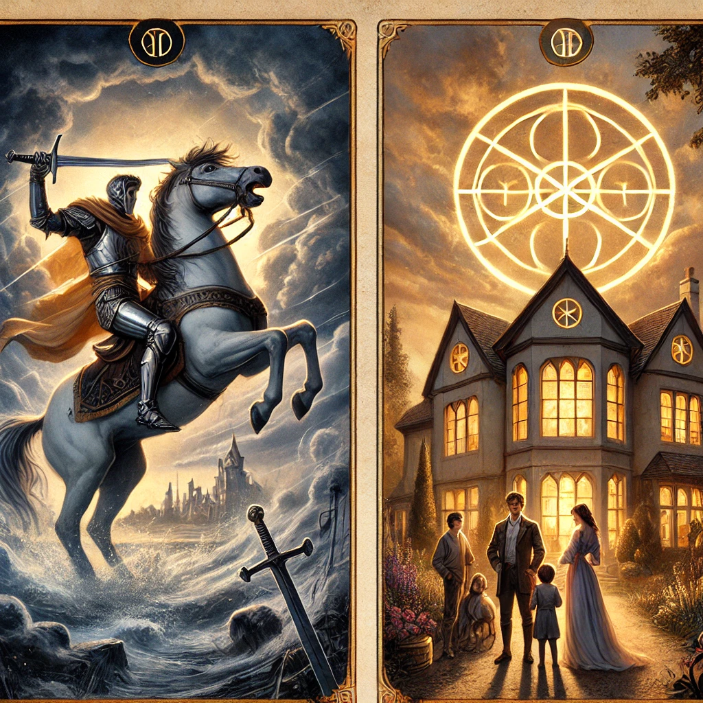 the Reversed Knight of Swords and the Ten of Pentacles