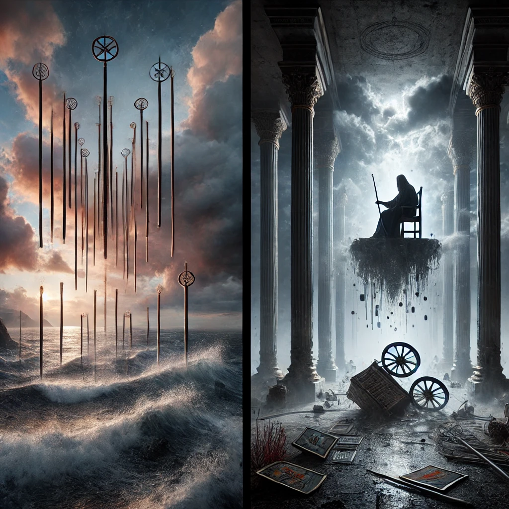 Eight of Wands Reversed and The Hierophant Reversed