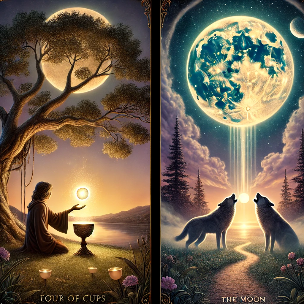 Four of Cups Reversed and The Moon