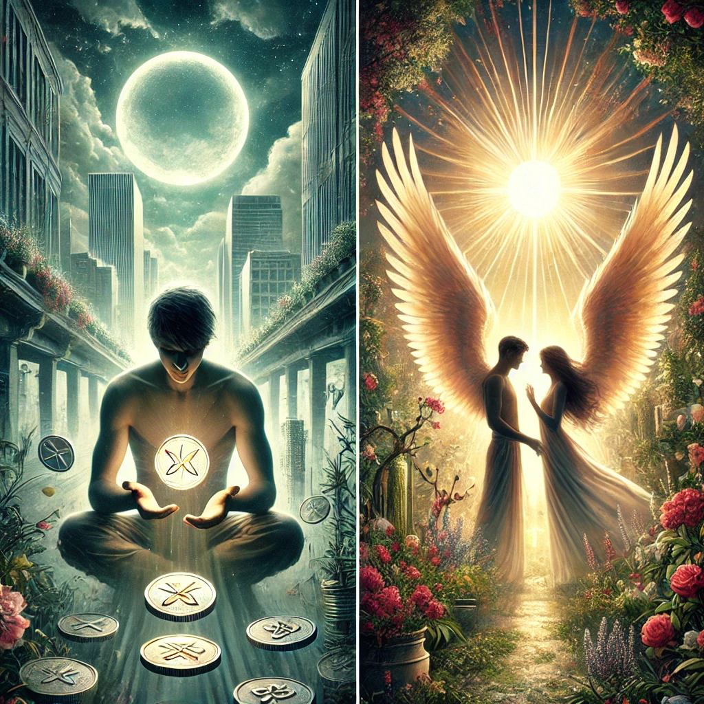 Four of Pentacles Reversed and The Lovers