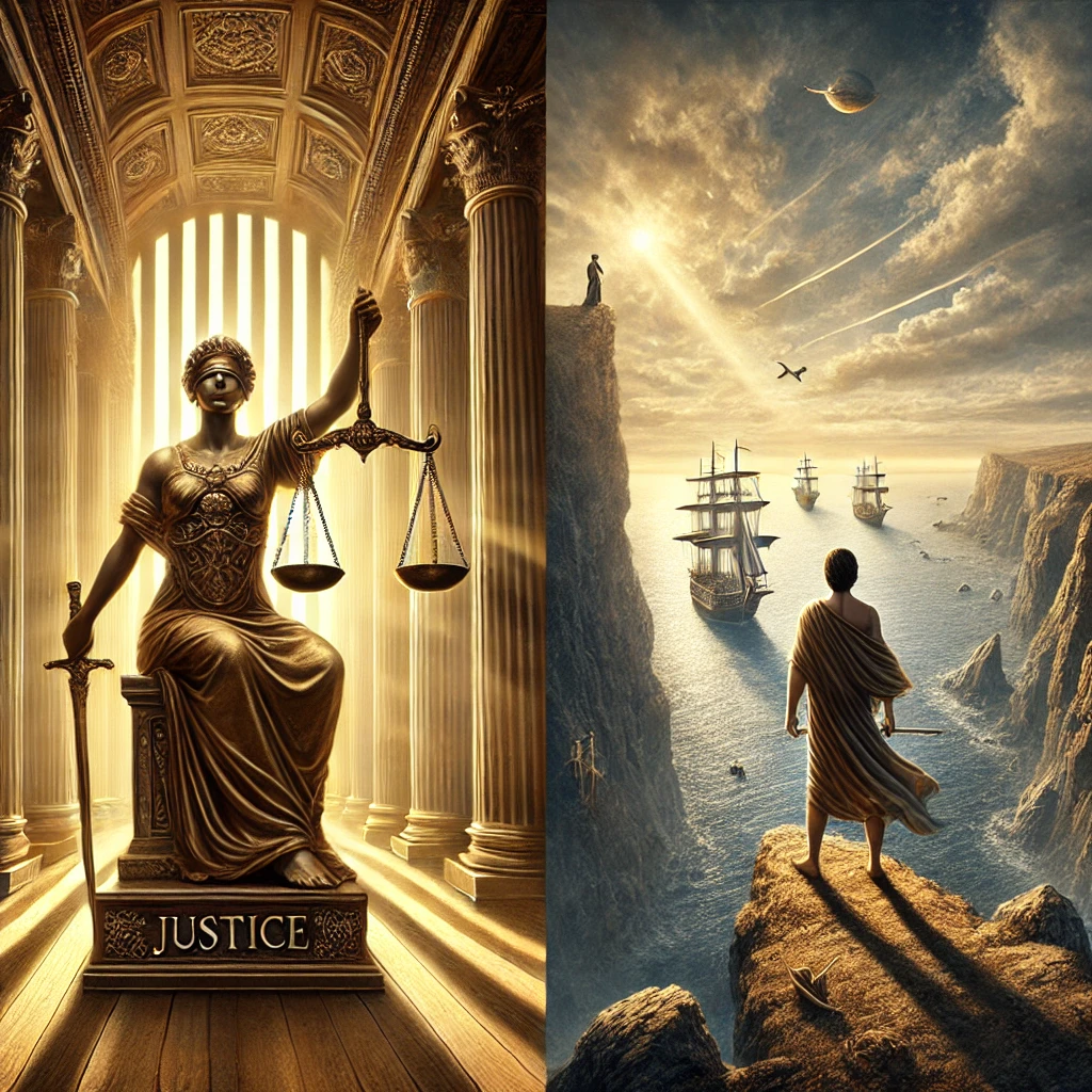 Justice and the Three of Wands