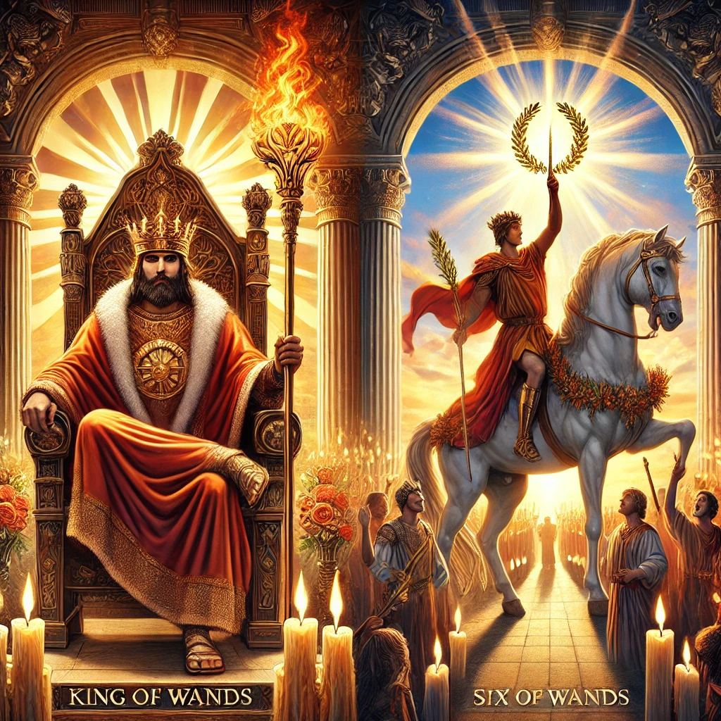 King of Wands and Six of Wands