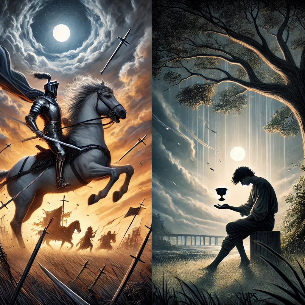King of Swords Reversed and Four of Cups