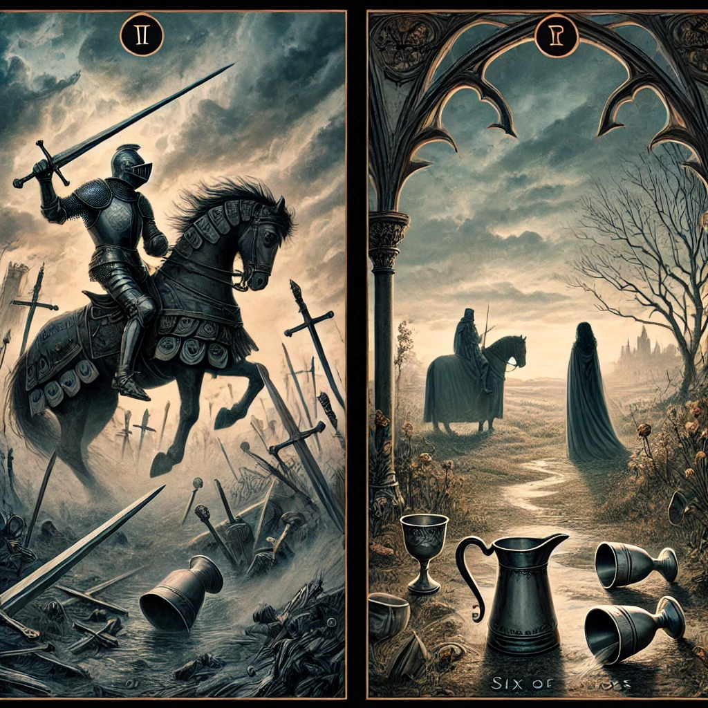 Knight of Swords Reversed and Six of Cups Reversed