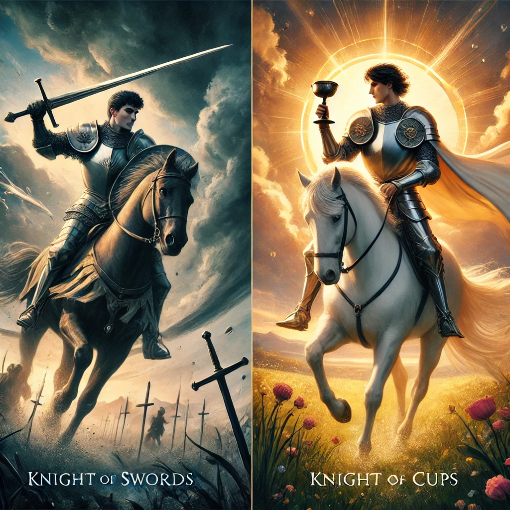 Knight of Swords and Knight of Cups