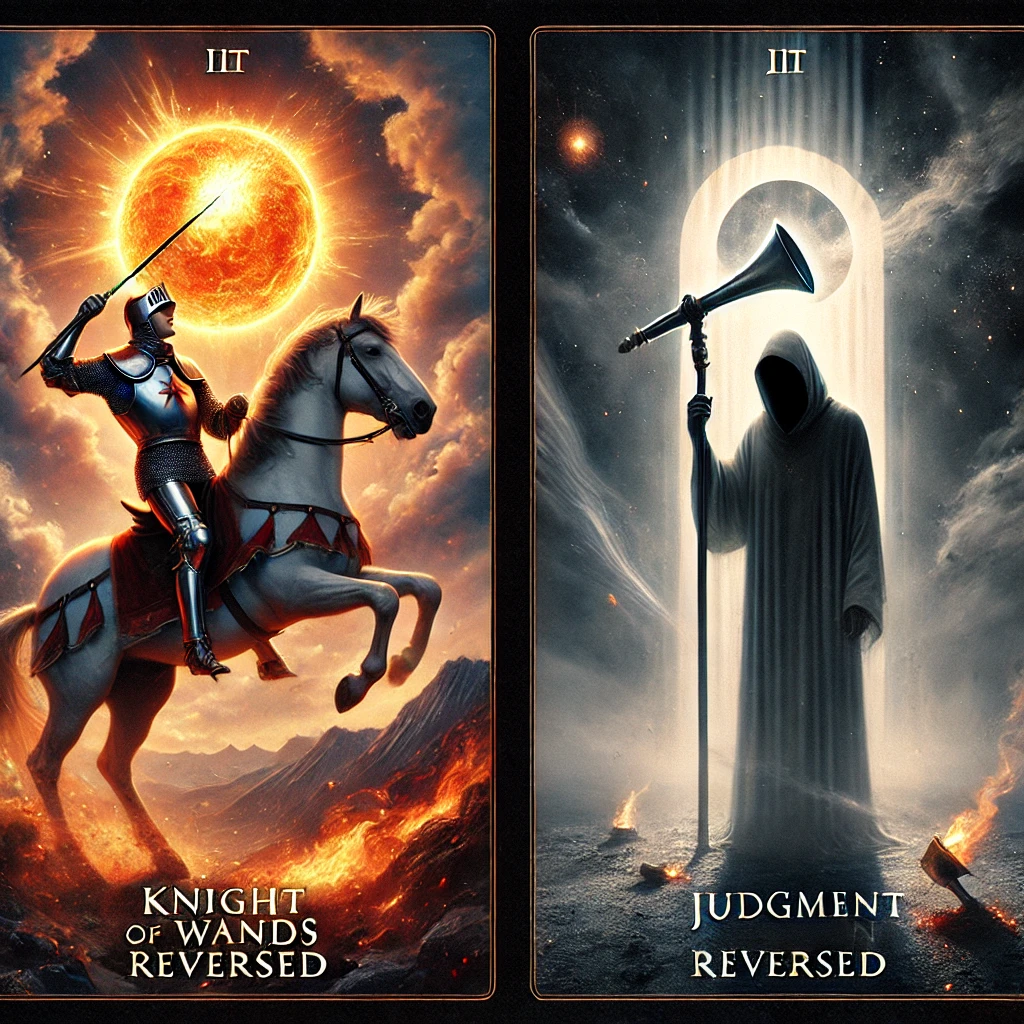 Knight of Wands Reversed and Judgment Reversed