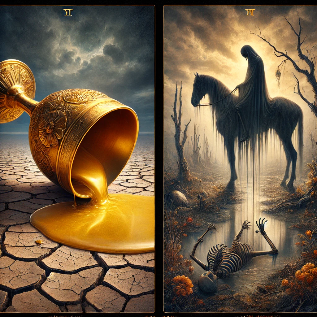Nine of Cups Reversed and Death Reversed