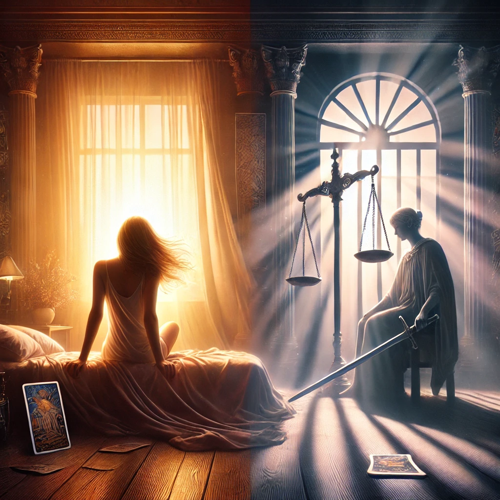 Nine of Swords Reversed and Justice Reversed 