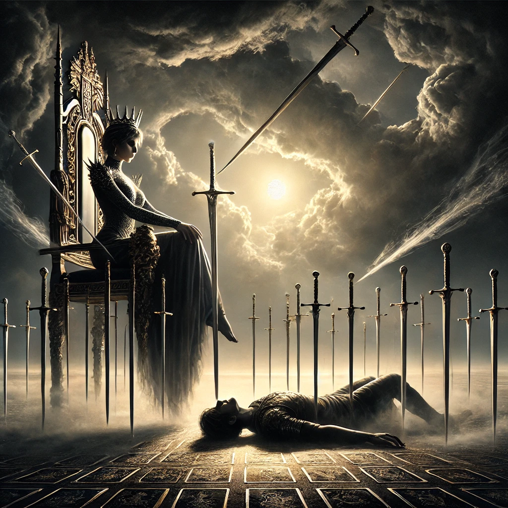 Queen of Swords Reversed and Ten of Swords
