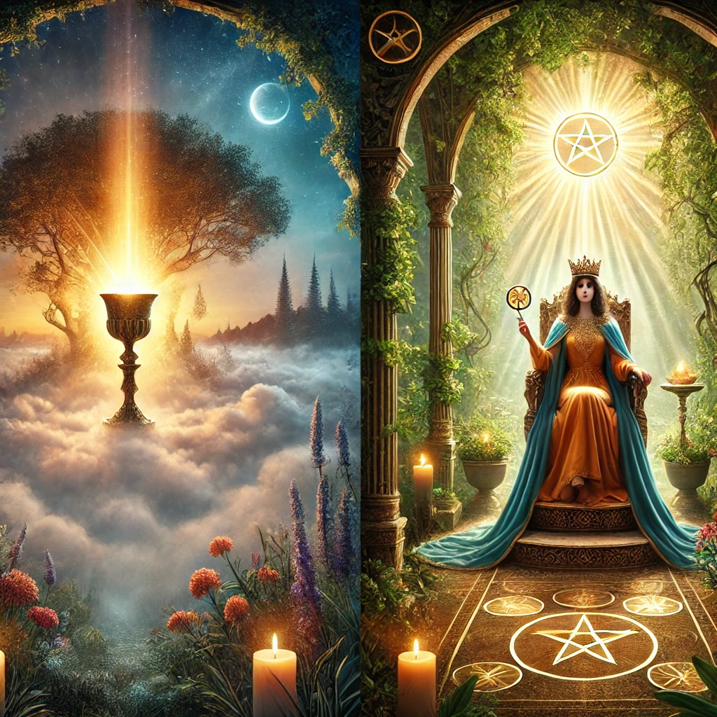 Seven of Cups Reversed and Queen of Pentacles