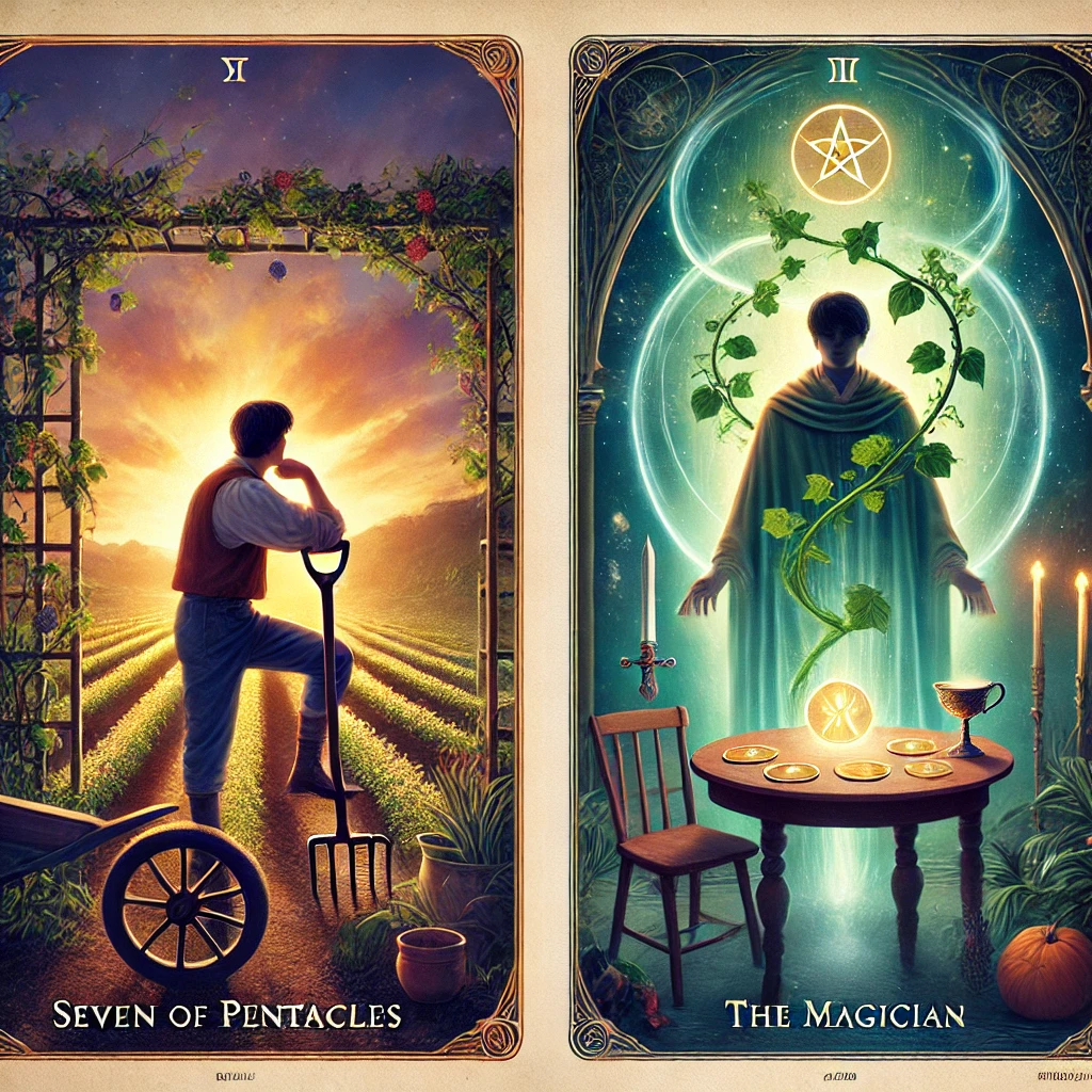 Seven of Pentacles and The Magician