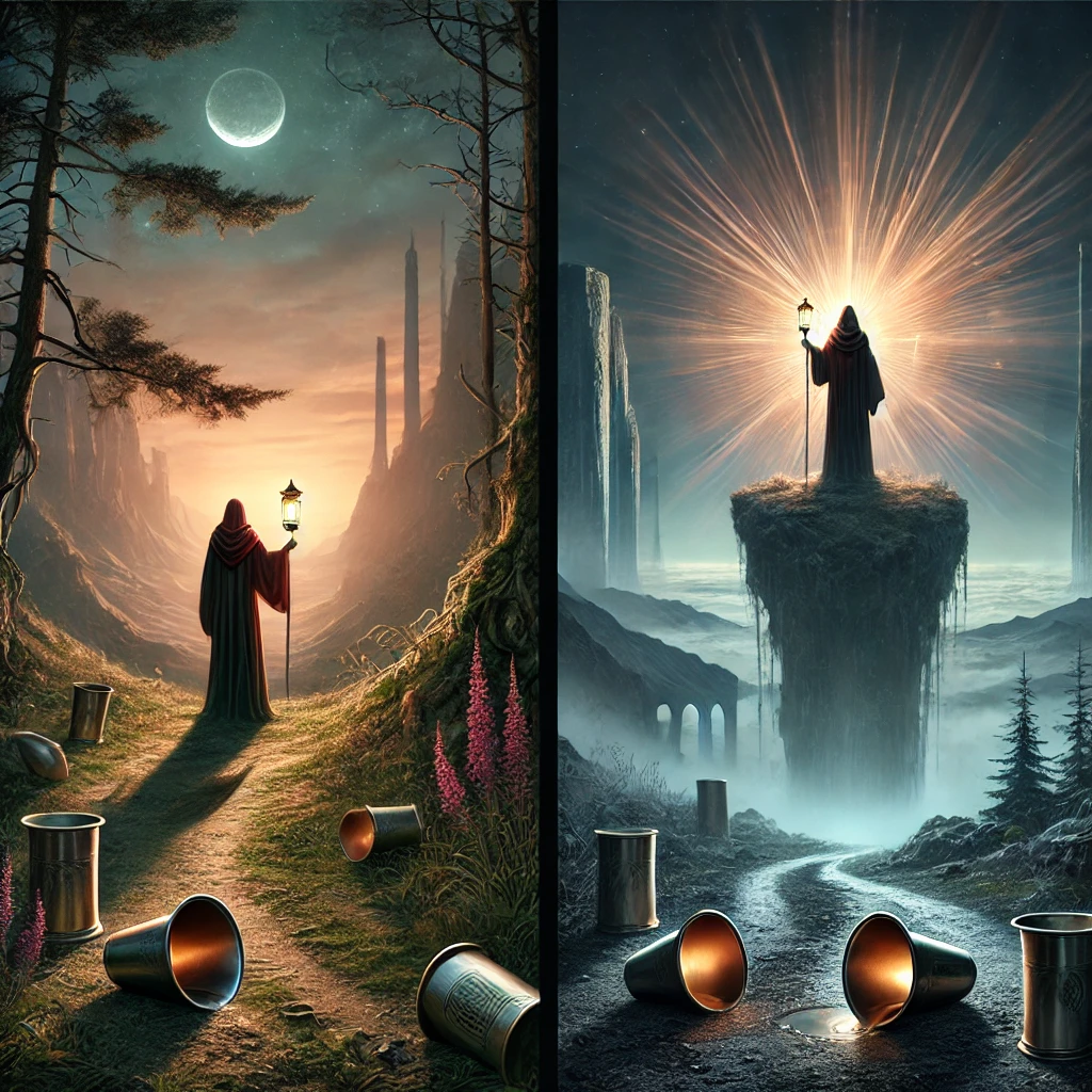 Six of Cups Reversed and The Hermit