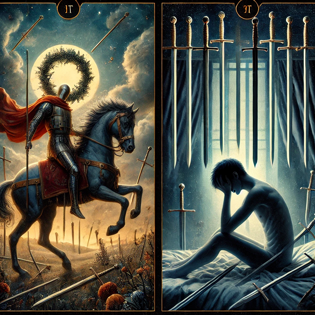 Six of Wands Reversed and Nine of Swords