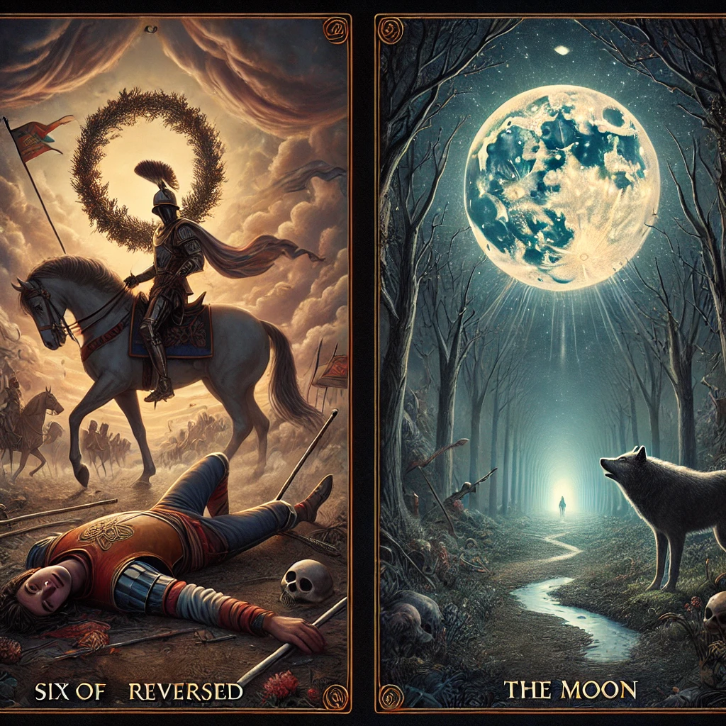 Six of Wands Reversed and The Moon