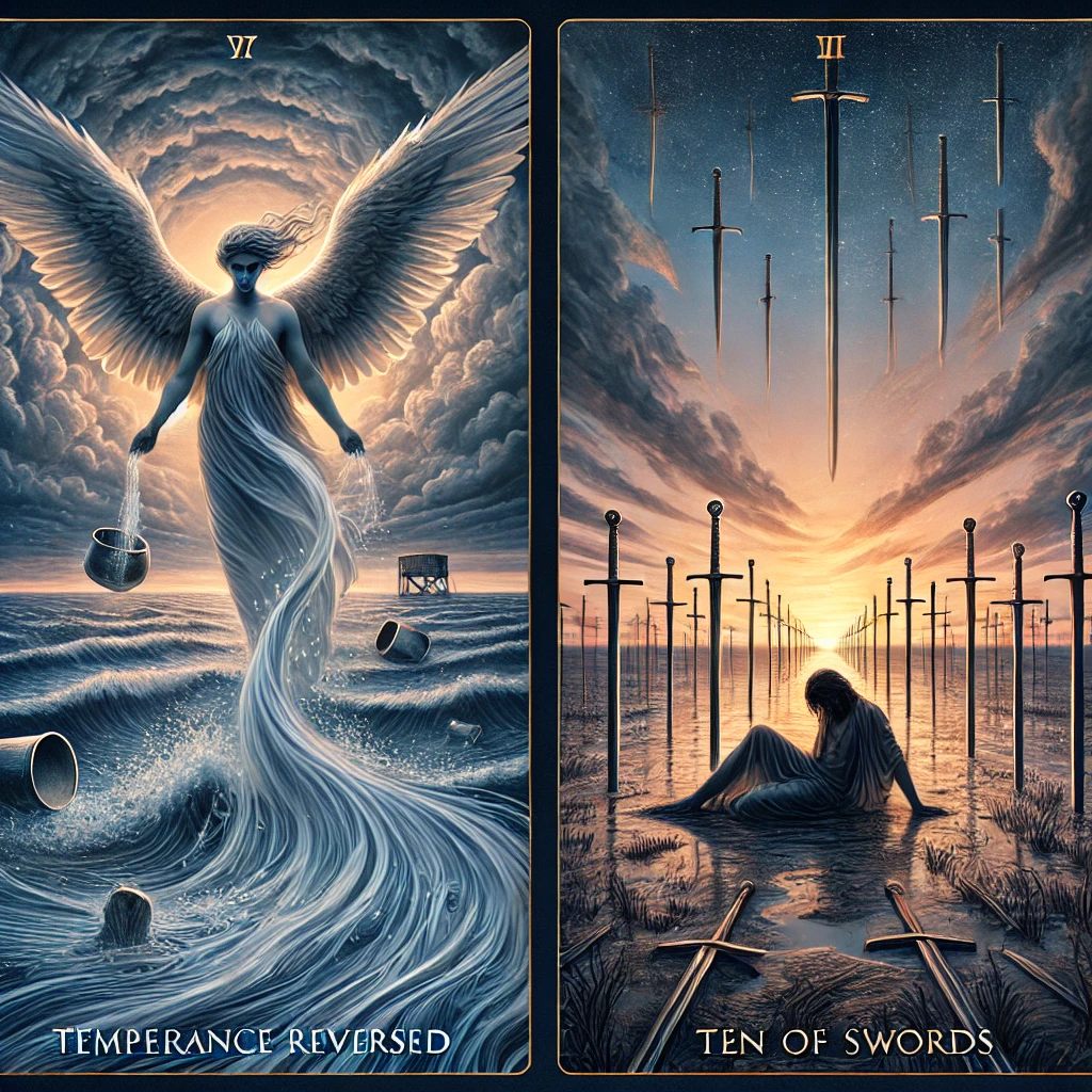 Temperance Reversed and Ten of Swords