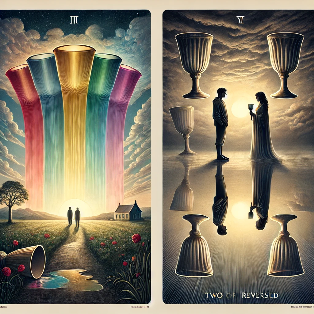 Ten of Cups Reversed and Two of Cups Reversed