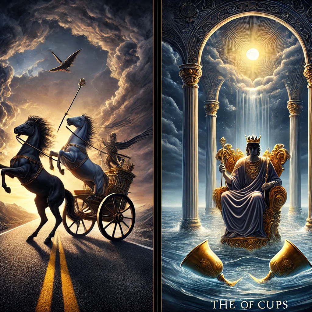 The Chariot Reversed and King of Cups
