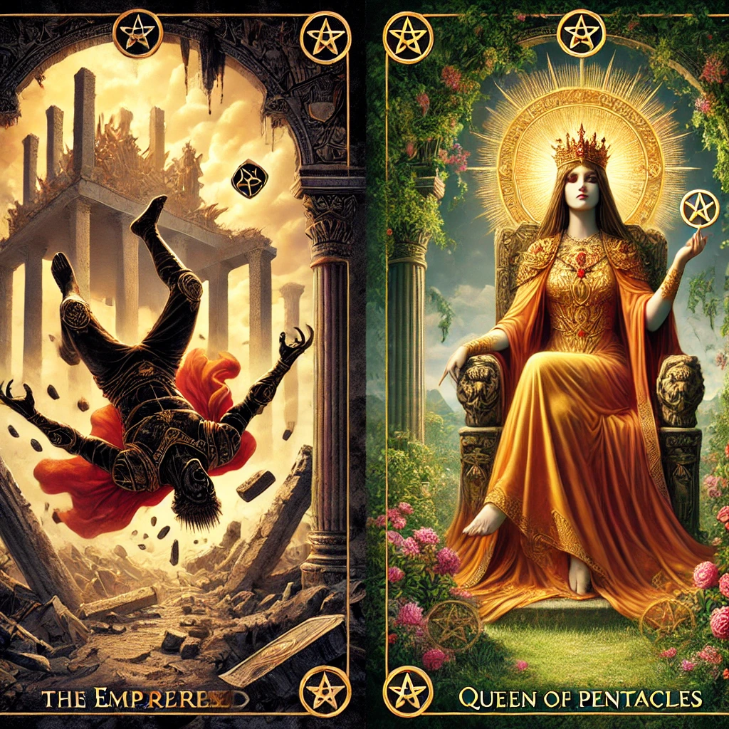 The Emperor Reversed and Queen of Pentacles