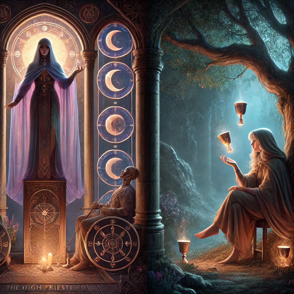 The High Priestess Reversed and Four of Cups
