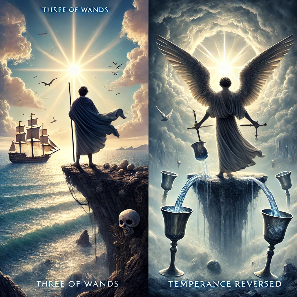 Three of Wands and Temperance Reversed