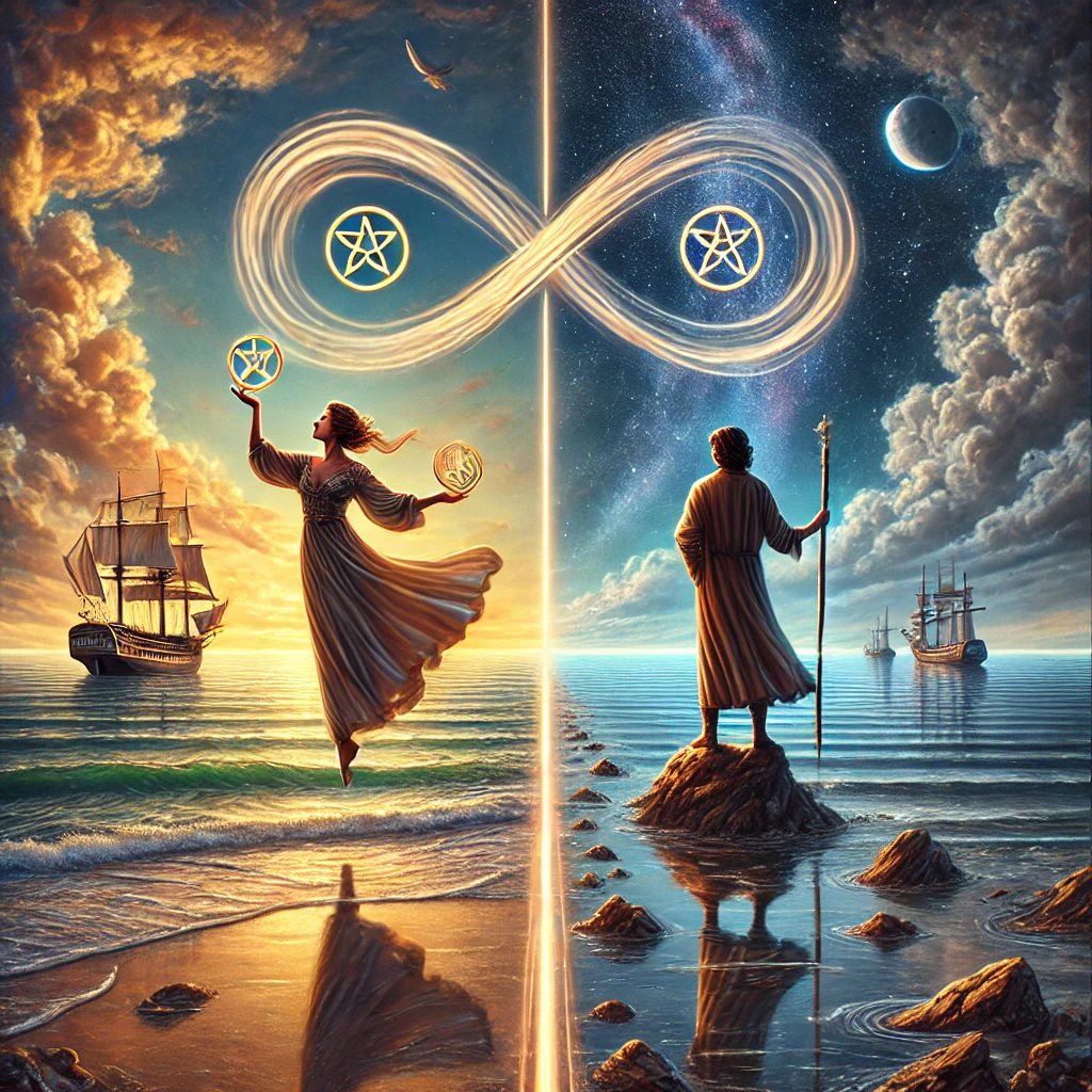 Two of Pentacles and Three of Wands Reversed