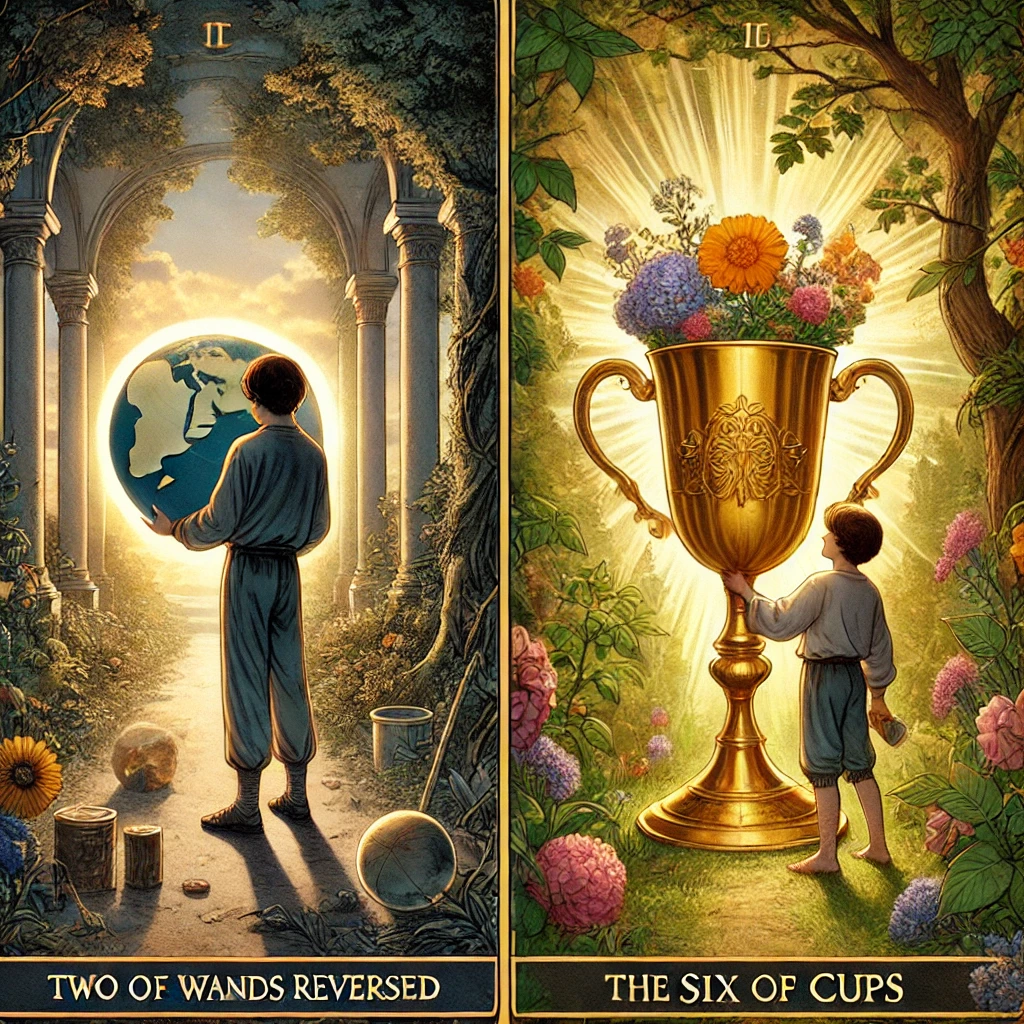Two of Wands Reversed and Six of Cups