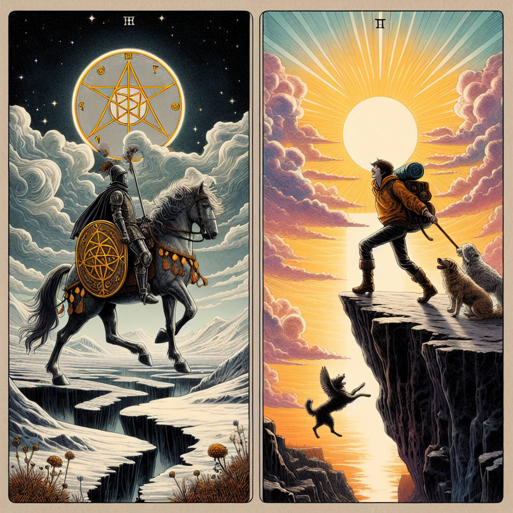 Knight of Pentacles Reversed and The Fool