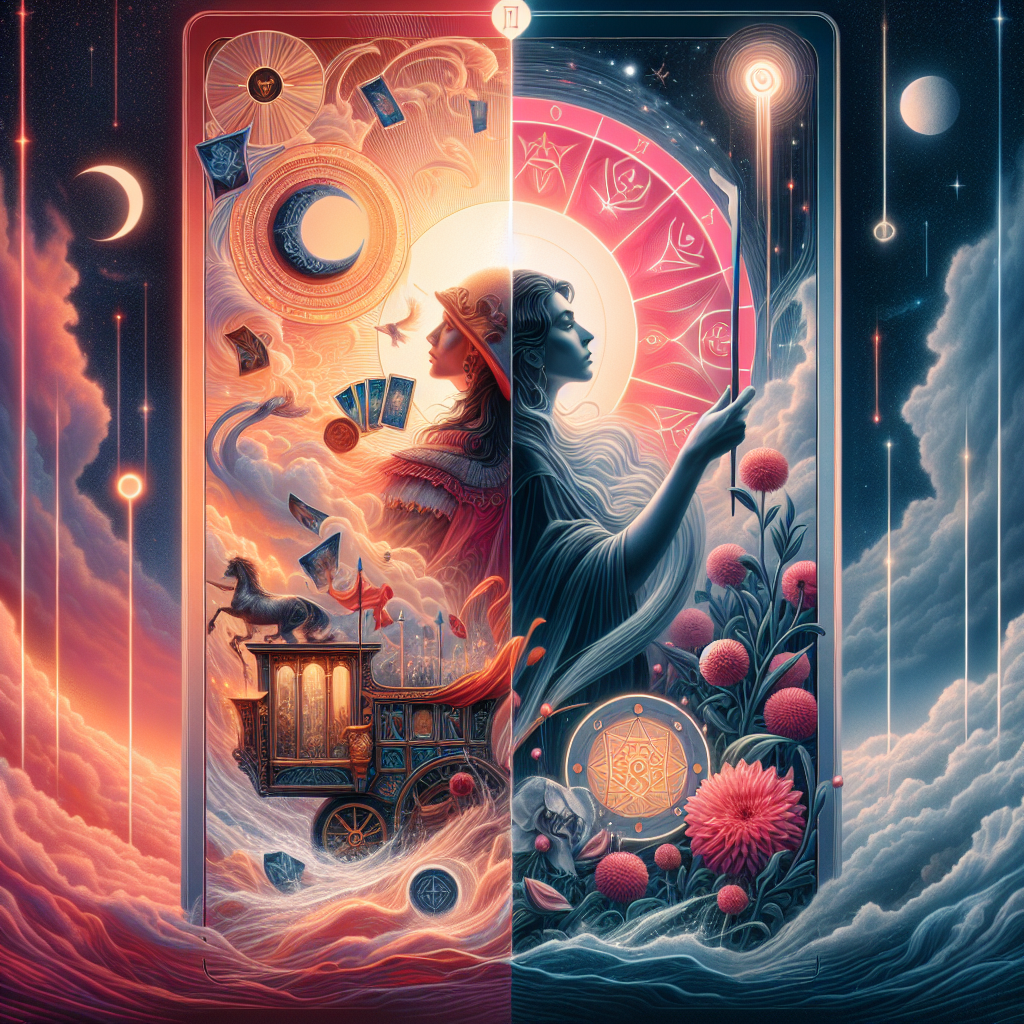 The Chariot and Eight of Pentacles
