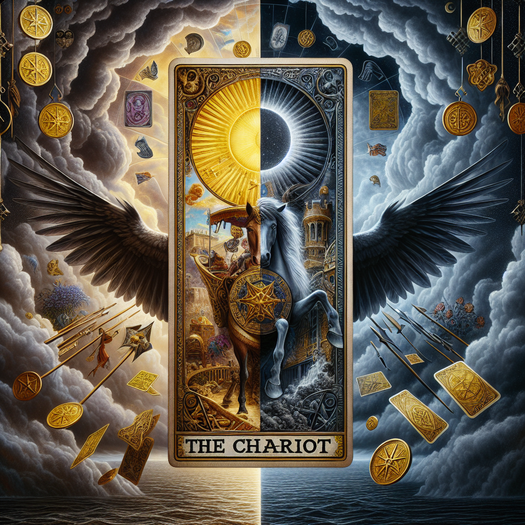 the chariot and five of pentacles
