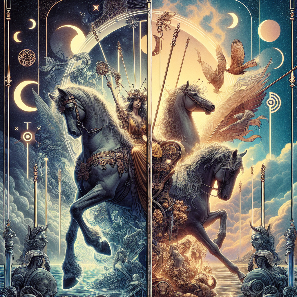 the chariot and five of wands