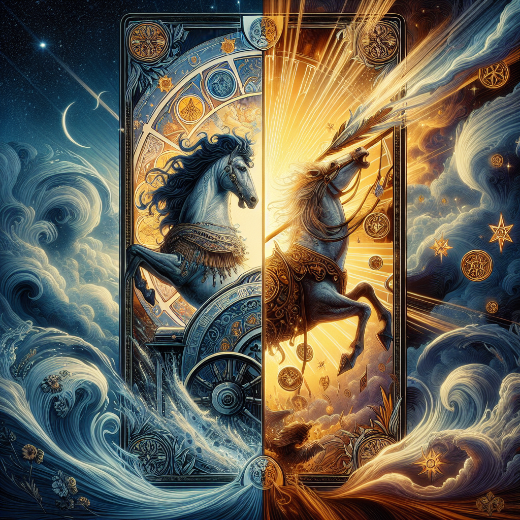 The Chariot and Six of Pentacles