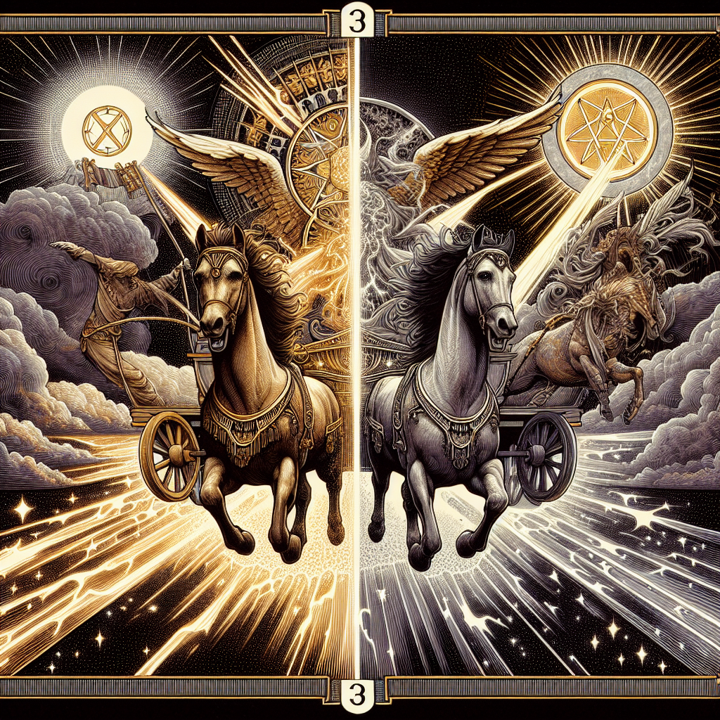 The Chariot and Three of Pentacles