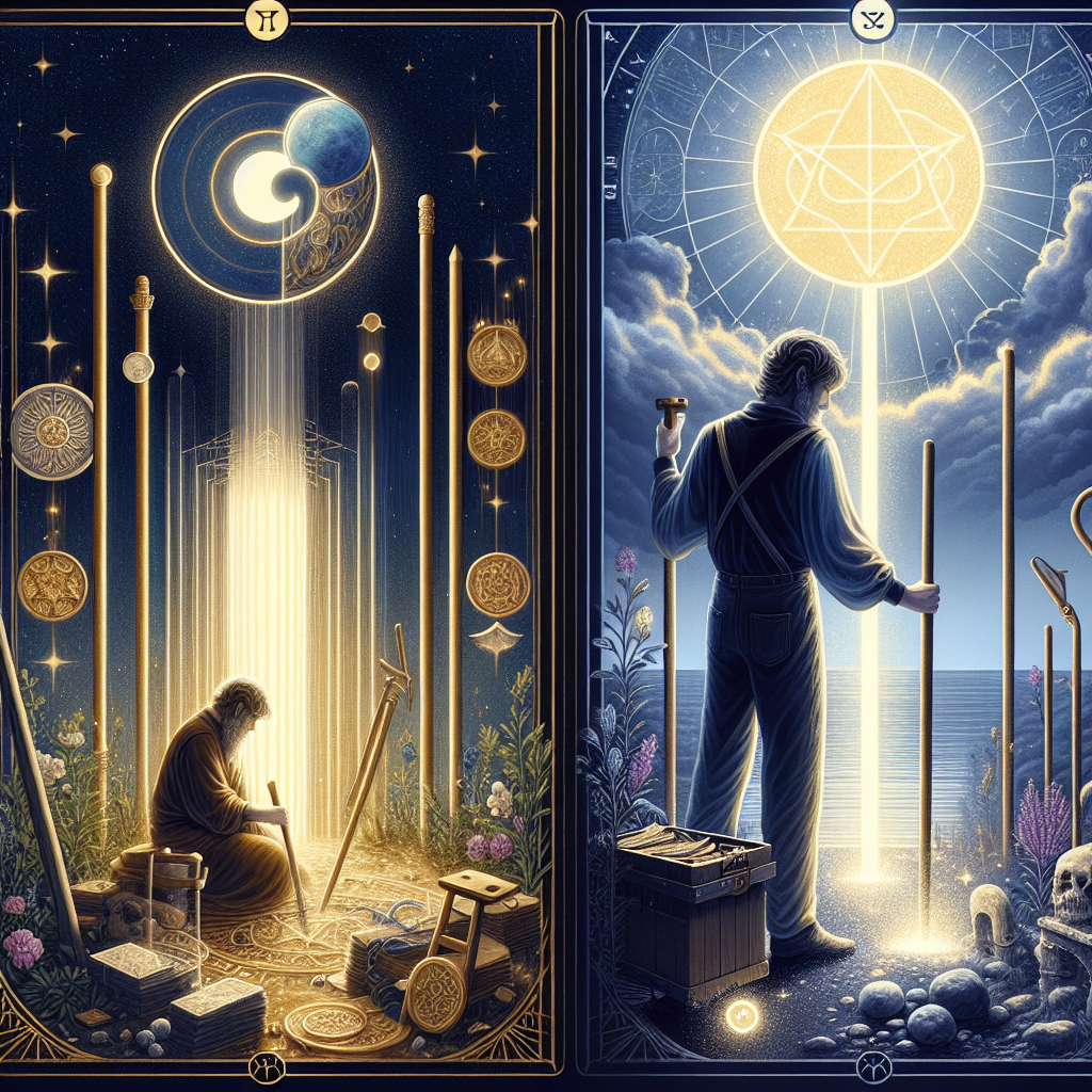The Hermit and Eight of Pentacles