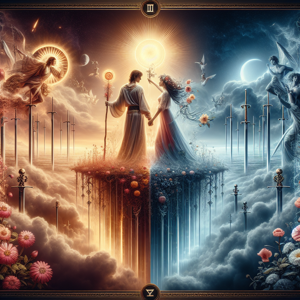 the lovers and five of swords