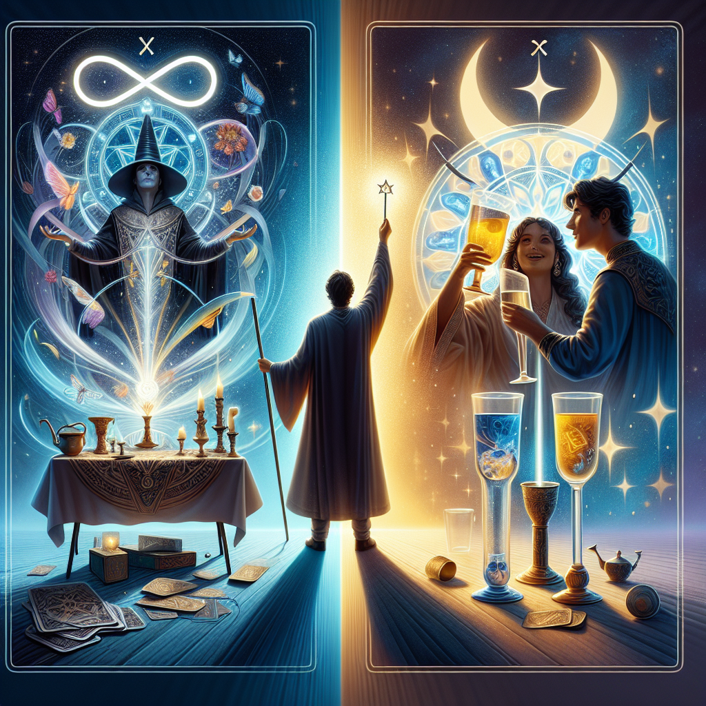 the magician and three of cups