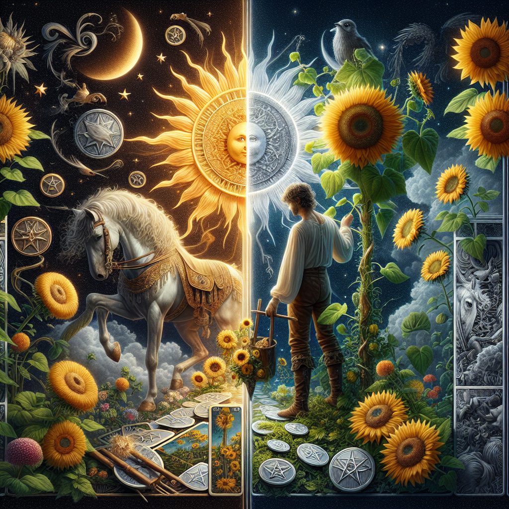 the sun and seven of pentacles