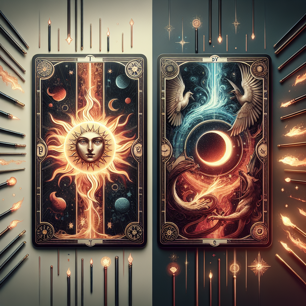 the sun and seven of wands