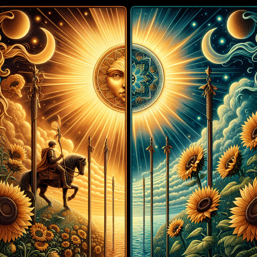 The Sun and Three of Wands