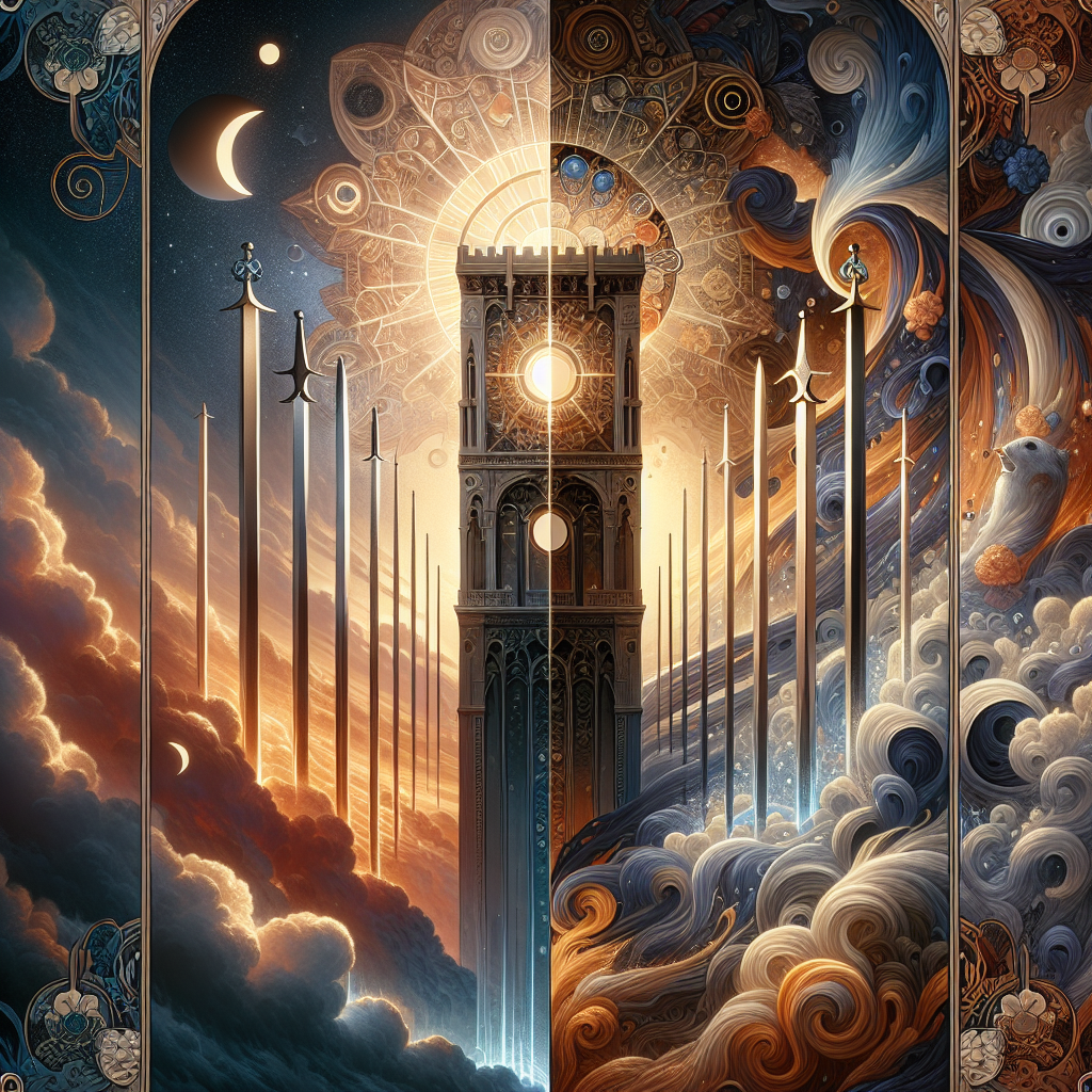 the tower and five of swords