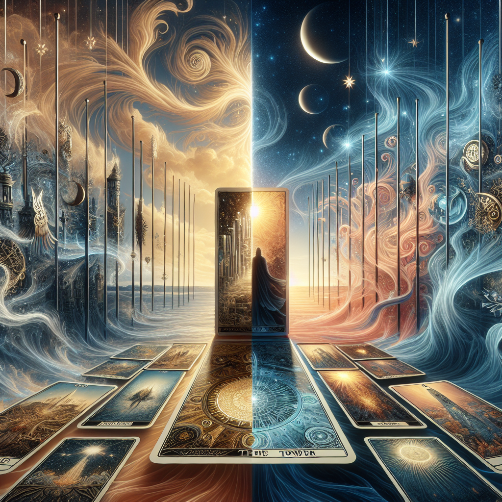 the tower and five of wands