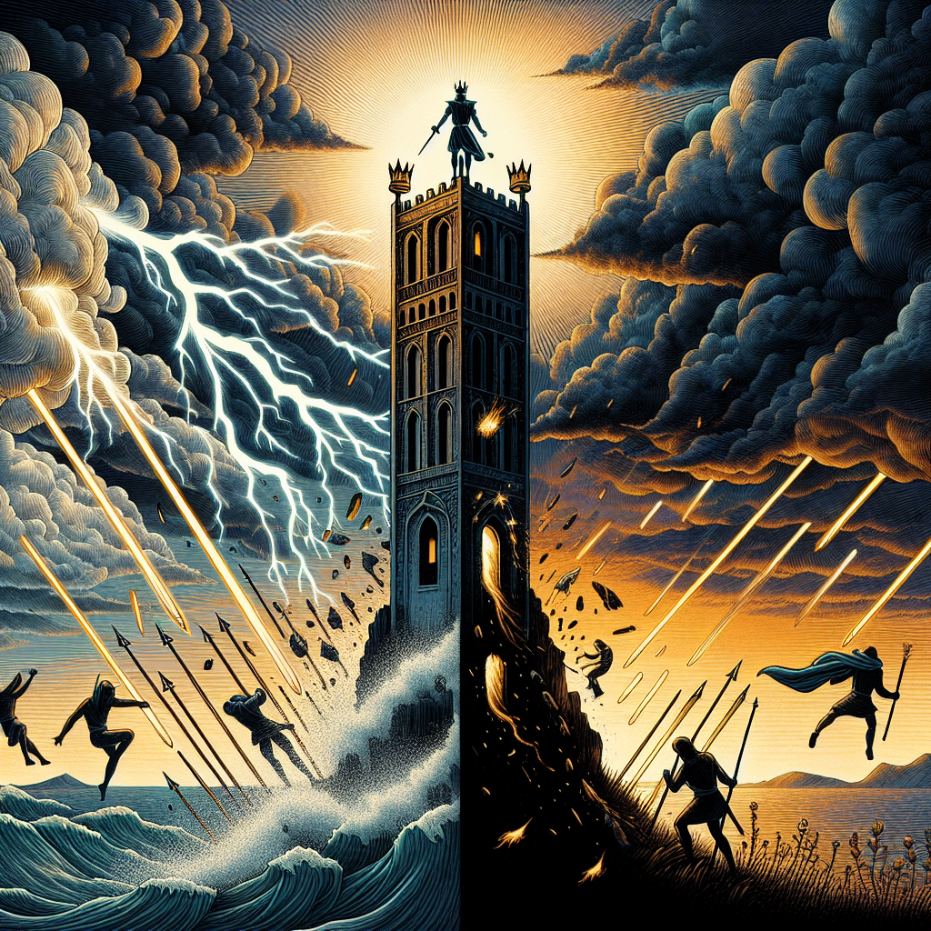 The Tower and Seven of Wands