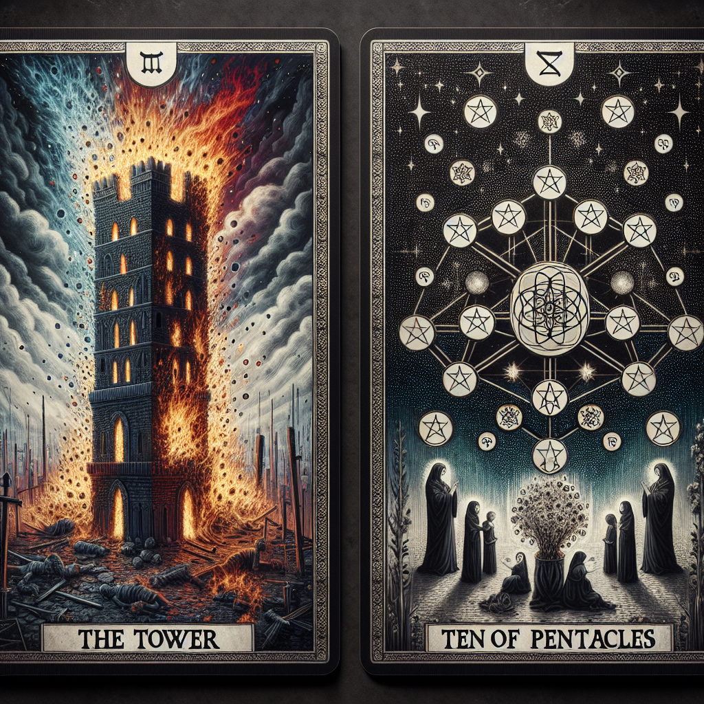 The Tower and Ten of Pentacles